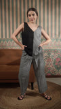 Color Block V Neck Tank With Pleated Flood Pant