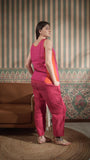 Color Block Round Neck Tank With Classic Pant With Zipper And Button