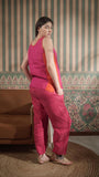Color Block Round Neck Tank With Classic Pant With Zipper And Button