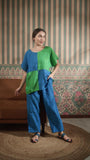 Color Block Round Neck Tunic -Front Pocket Princess Cut Pant
