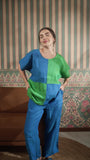 Color Block Round Neck Tunic -Front Pocket Princess Cut Pant