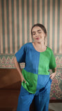 Color Block Round Neck Tunic -Front Pocket Princess Cut Pant