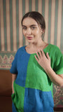 Color Block Round Neck Tunic -Front Pocket Princess Cut Pant