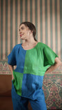 Color Block Round Neck Tunic -Front Pocket Princess Cut Pant