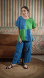 Color Block Round Neck Tunic -Front Pocket Princess Cut Pant