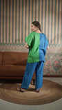 Color Block Round Neck Tunic -Front Pocket Princess Cut Pant