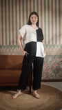 Color Block Round Neck Tunic -Front Pocket Princess Cut Pant