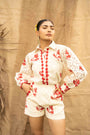 Printed Schiffli Shirt Adorned