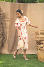 Printed Schiffli Dress With Slits At The Front