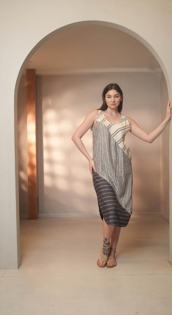Isabella Dresspatchwork Combo 2   Indigo White Multi