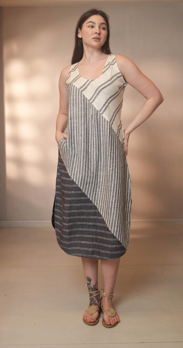 Isabella Dresspatchwork Combo 2   Indigo White Multi