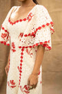 Printed Schiffli Dress With Slits At The Front