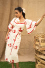 Printed Schiffli Dress With Slits At The Front