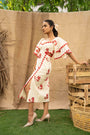 Printed Schiffli Dress With Slits At The Front