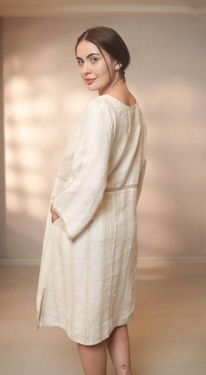 Enza Dressshadow Stripe White/Natural