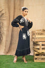A V Neck Cut-Out Dress With Hand Embrodiered