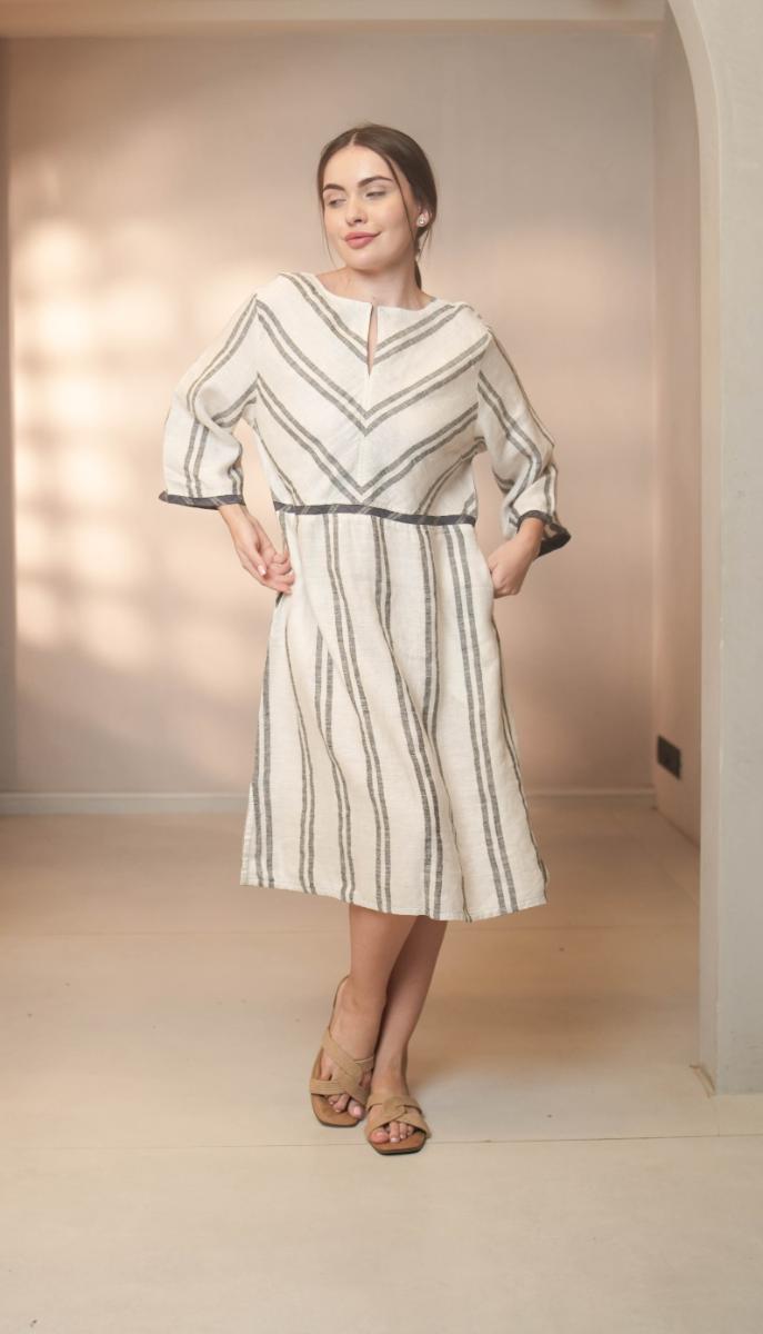 Enza Dressbedford Stripe White/Black