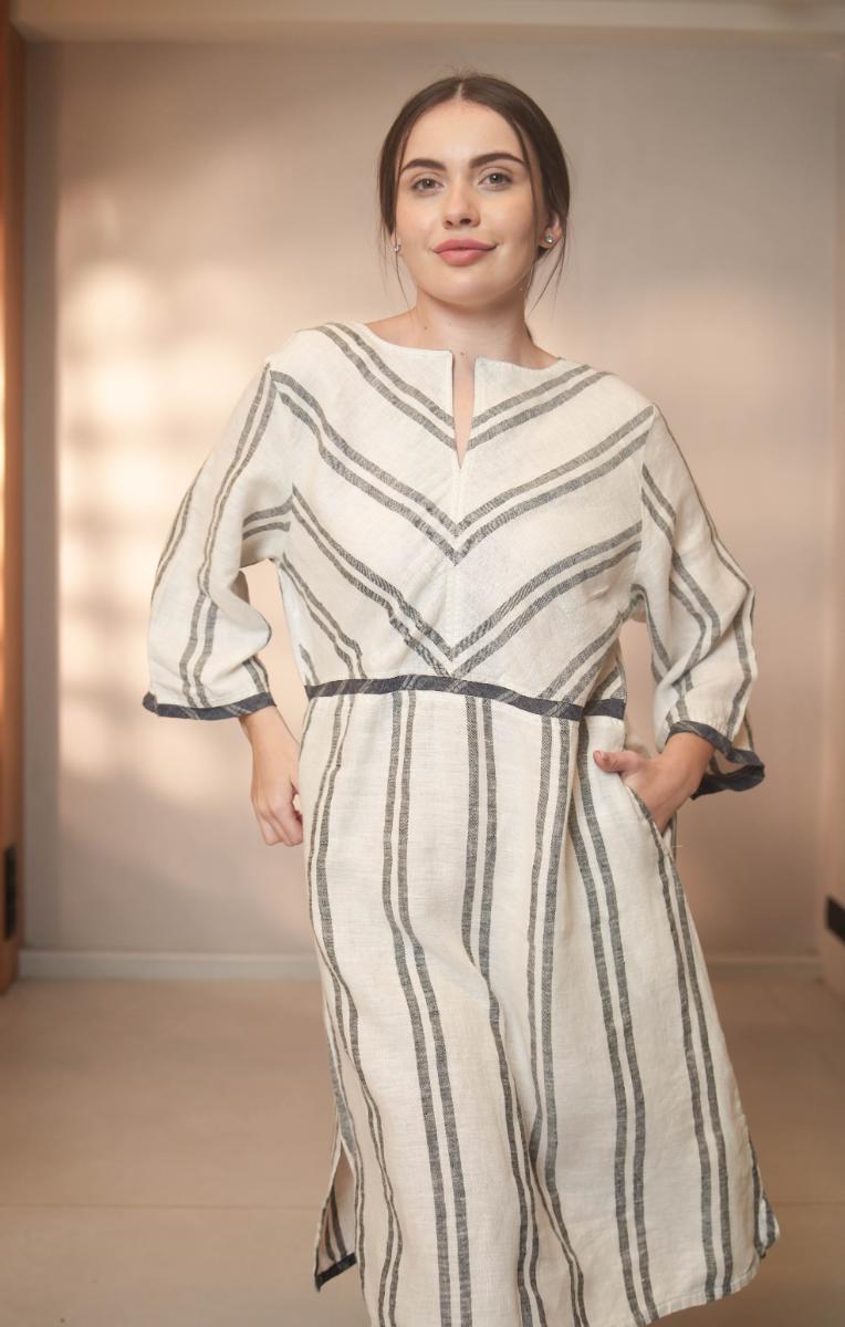 Enza Dressbedford Stripe White/Black