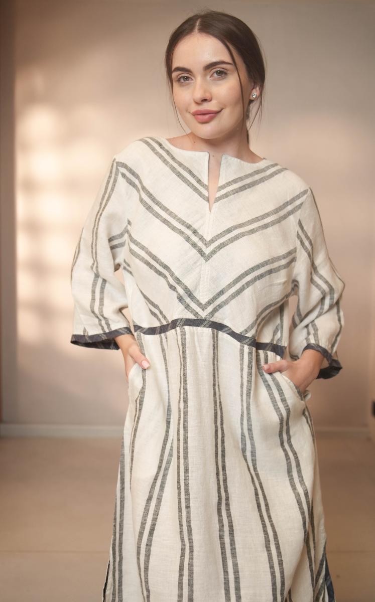 Enza Dressbedford Stripe White/Black
