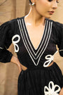 A V Neck Cut-Out Dress With Hand Embrodiered
