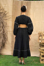 A V Neck Cut-Out Dress With Hand Embrodiered