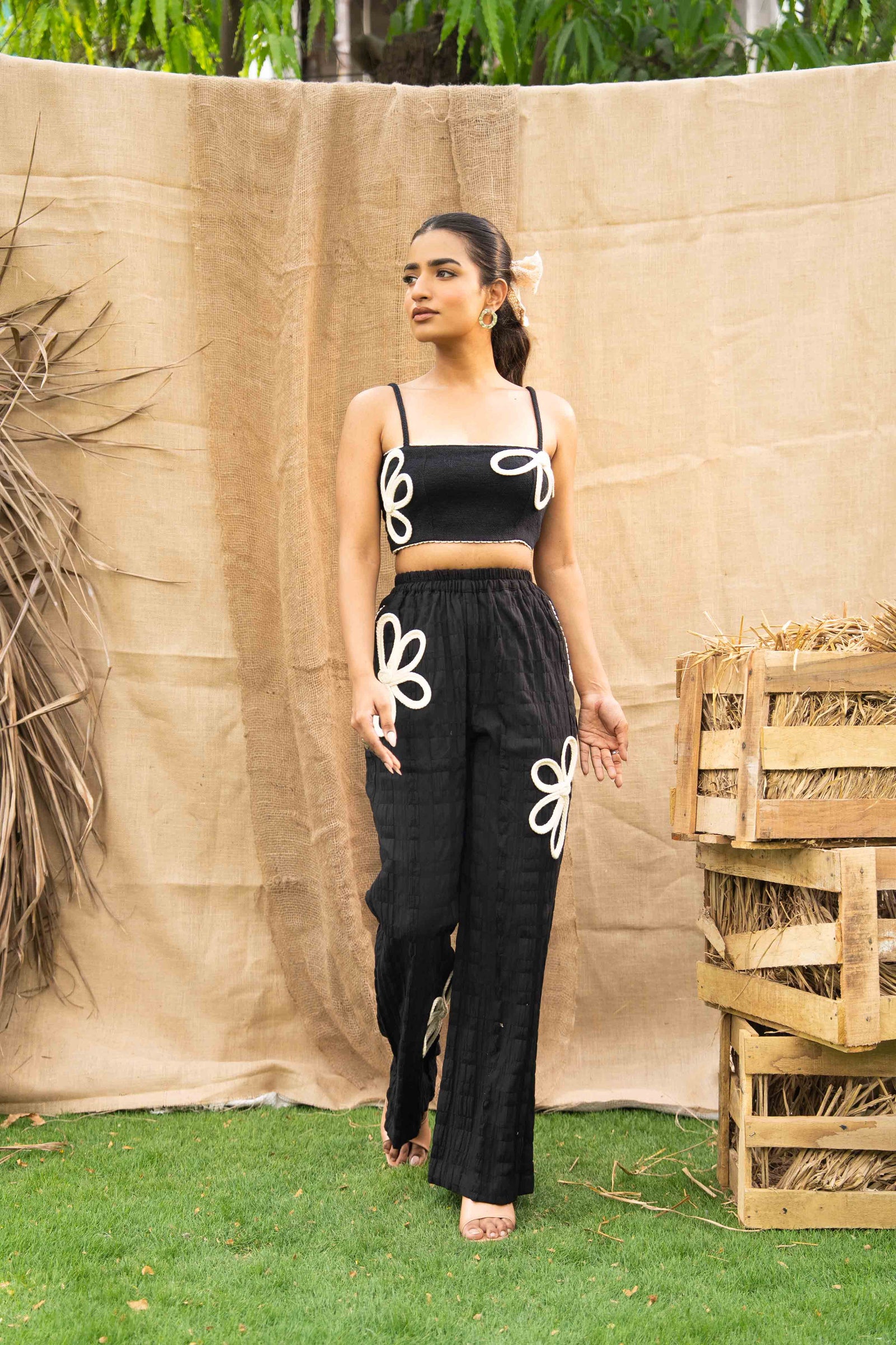 A Set Of 3, Consists Of A Sheer Checkered Shrug