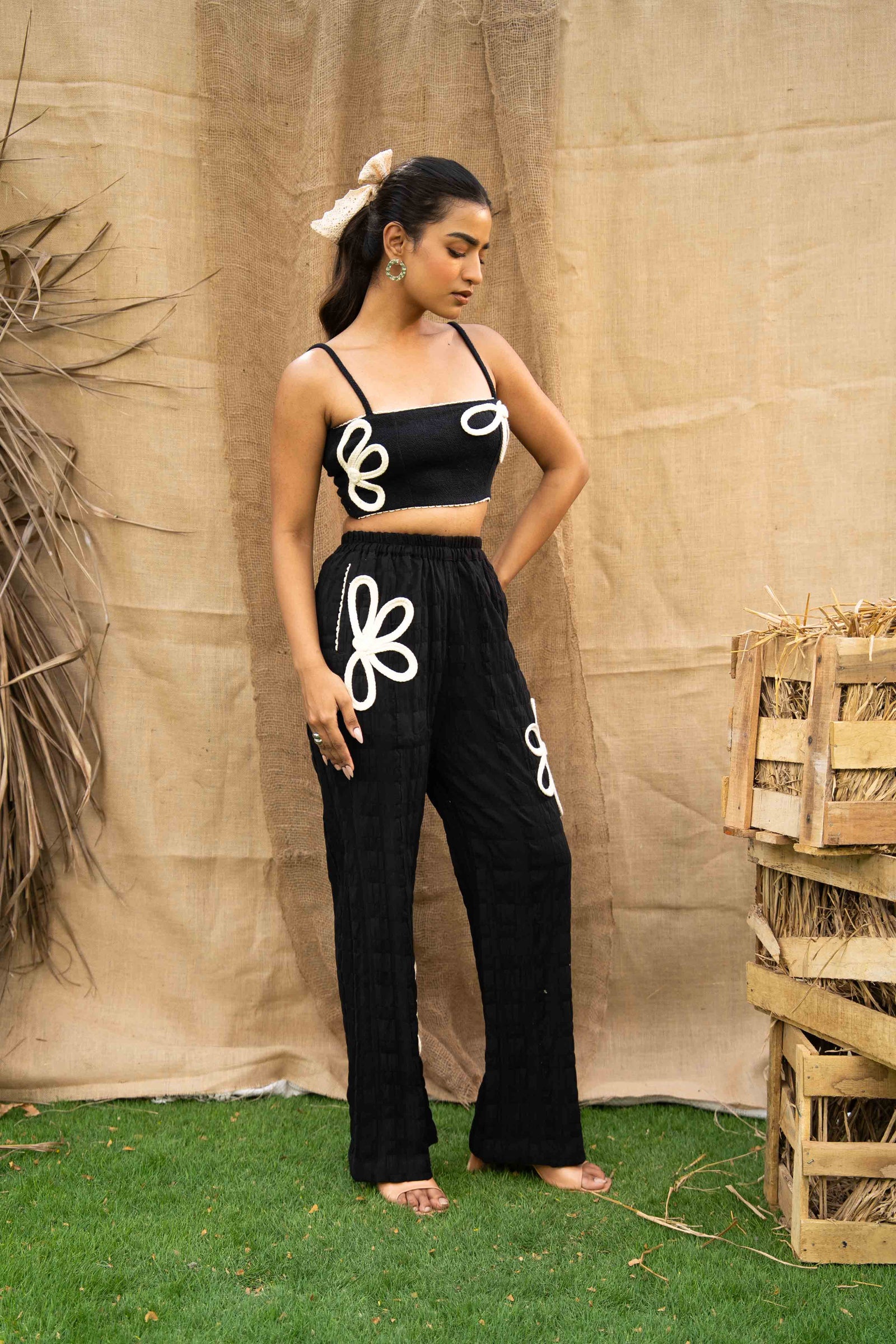 A Set Of 3, Consists Of A Sheer Checkered Shrug