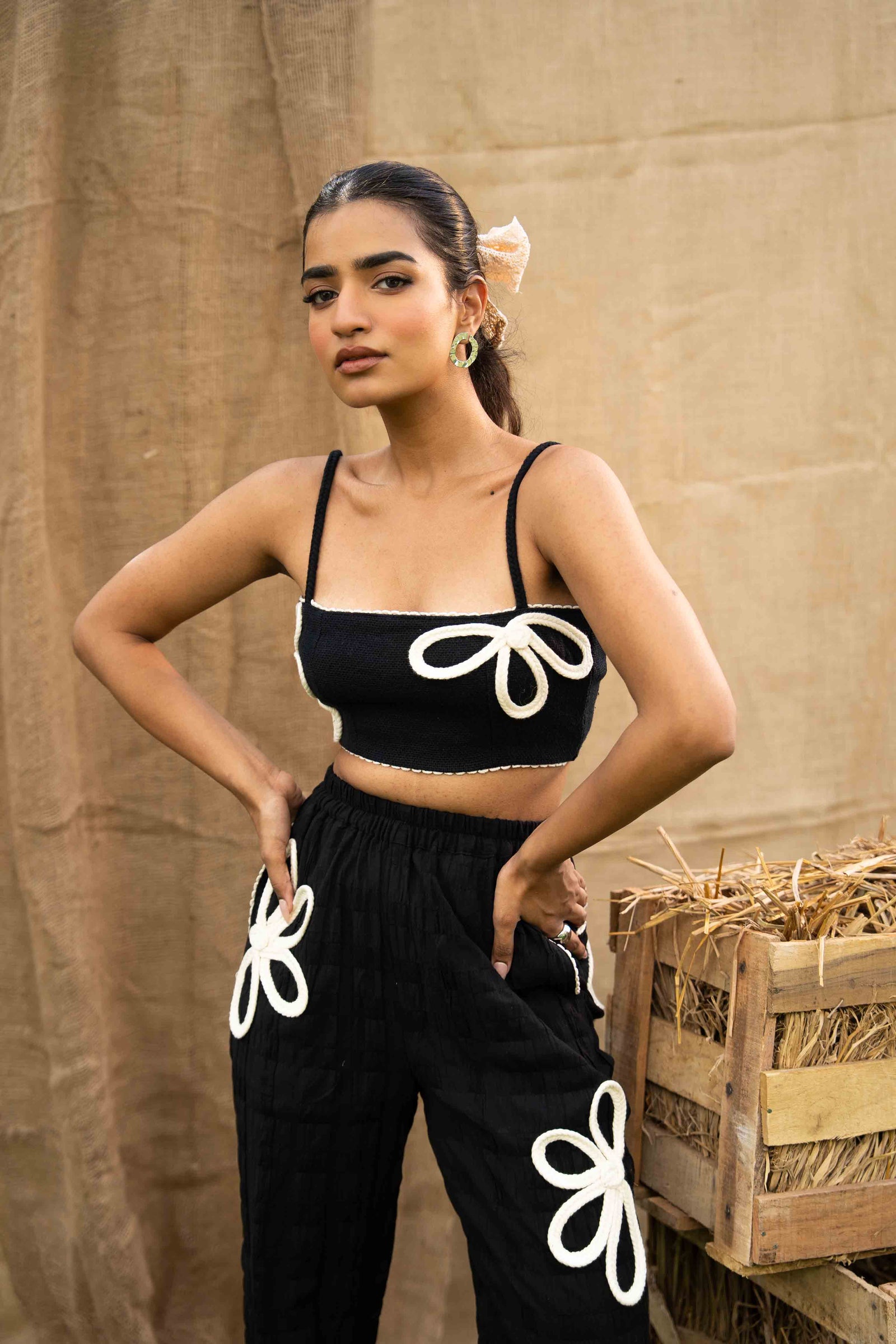 A Set Of 3, Consists Of A Sheer Checkered Shrug