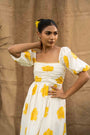Summer Midi Dress, With Yellow Flowers Printed