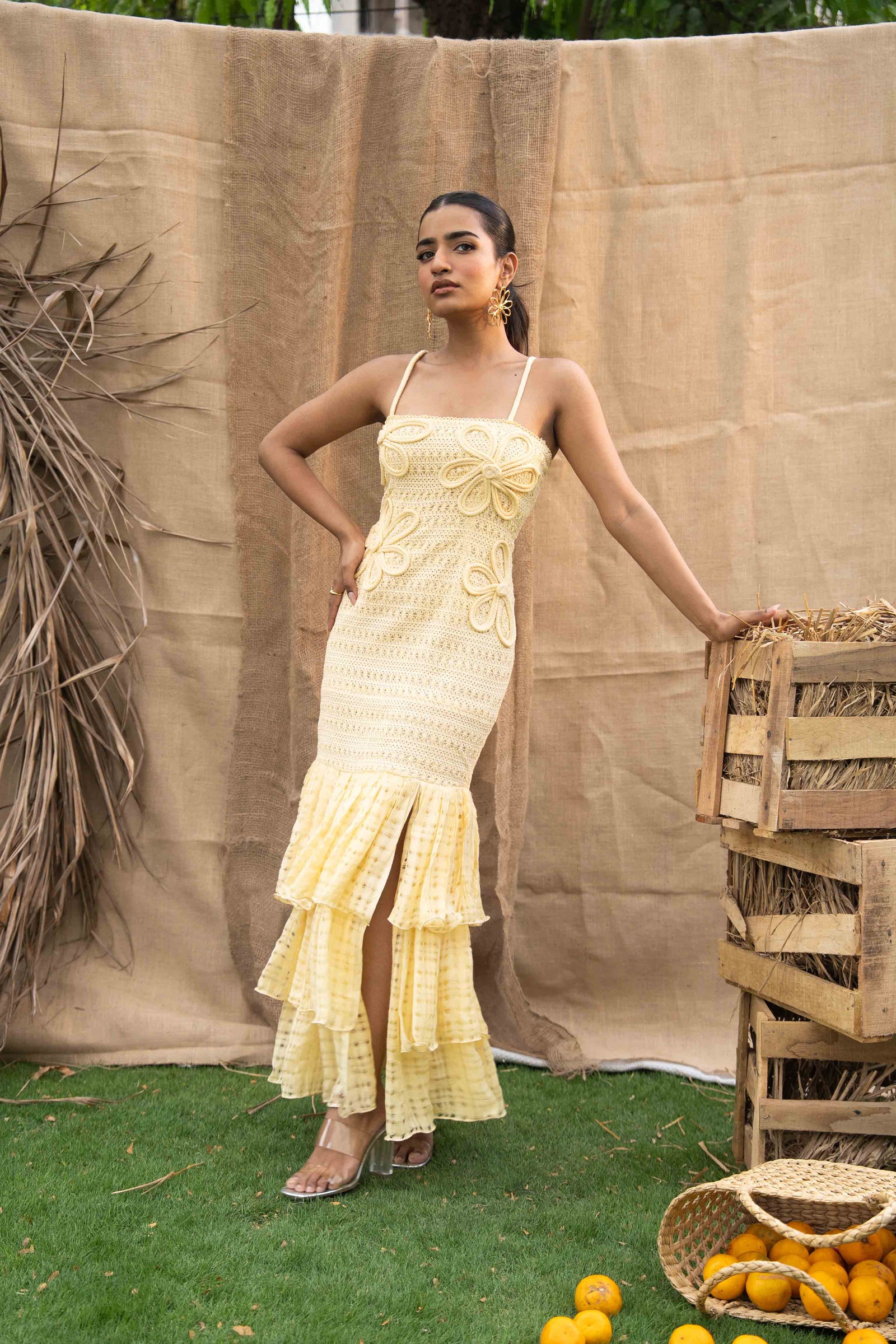 Fitted Knitted Butter Yellow Maxi Dress