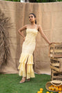 Fitted Knitted Butter Yellow Maxi Dress