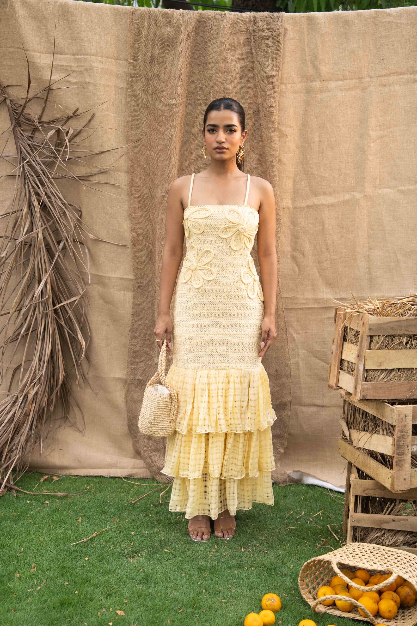 Fitted Knitted Butter Yellow Maxi Dress
