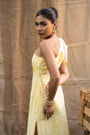 Printed Midi Dress, Combination Of Floral Print And Geometry