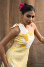 Printed Midi Dress, Combination Of Floral Print And Geometry