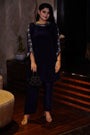 Navy Blue Top A With Heavy Embroidery