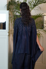 Blue Crepe Dress With Hand-Embroidered Nalki