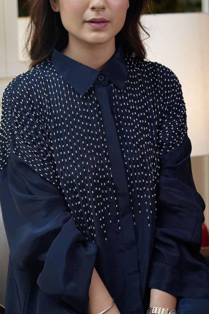 Nalki And Moti Work On The Front And Back And Cinched Pleats