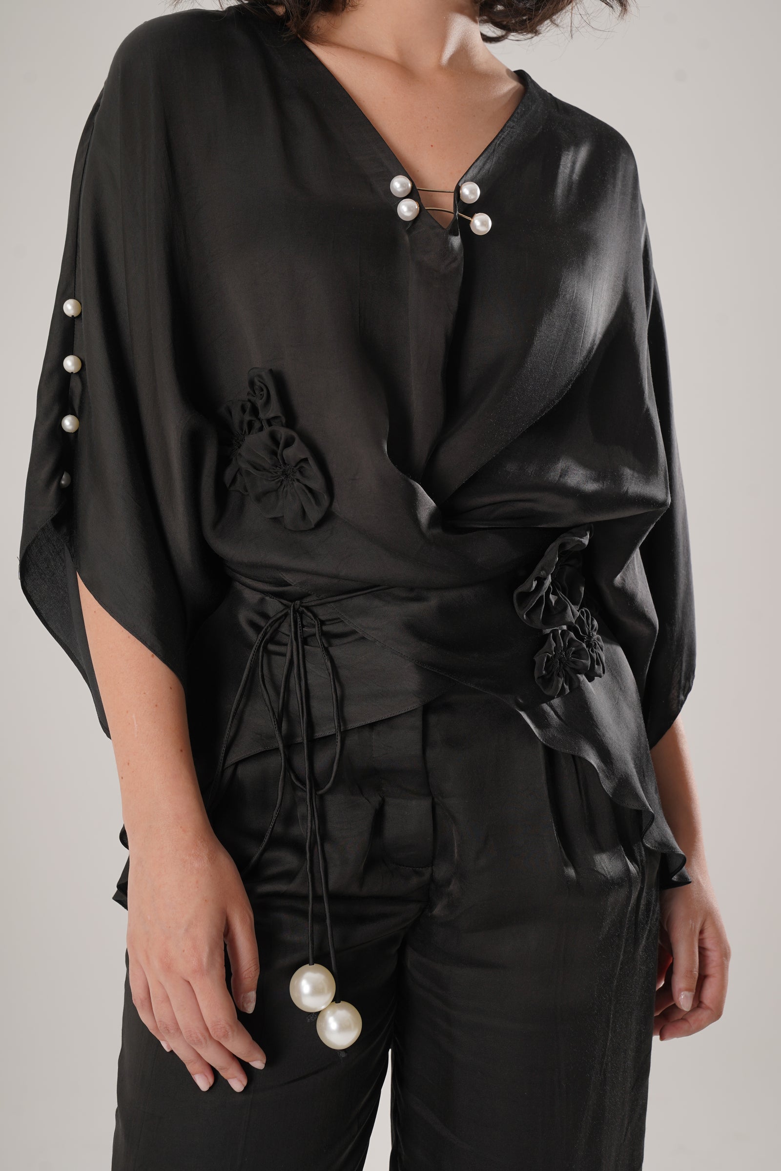 Black Modal Satin Top