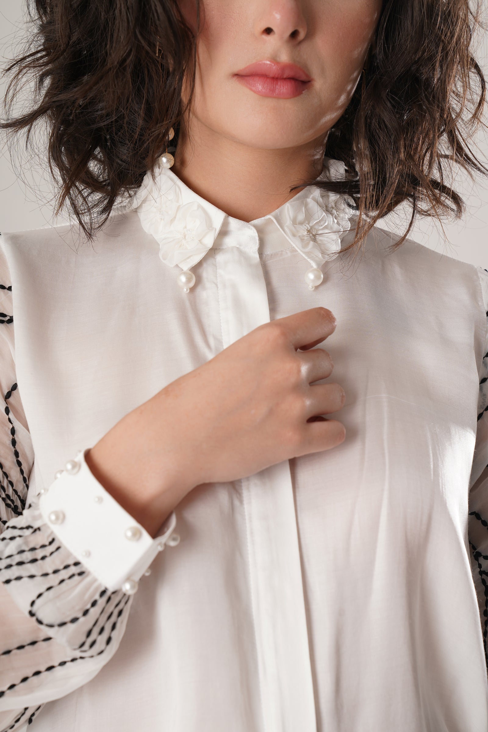 White Modal Satin Shirt Redefines Contemporary Sophistication