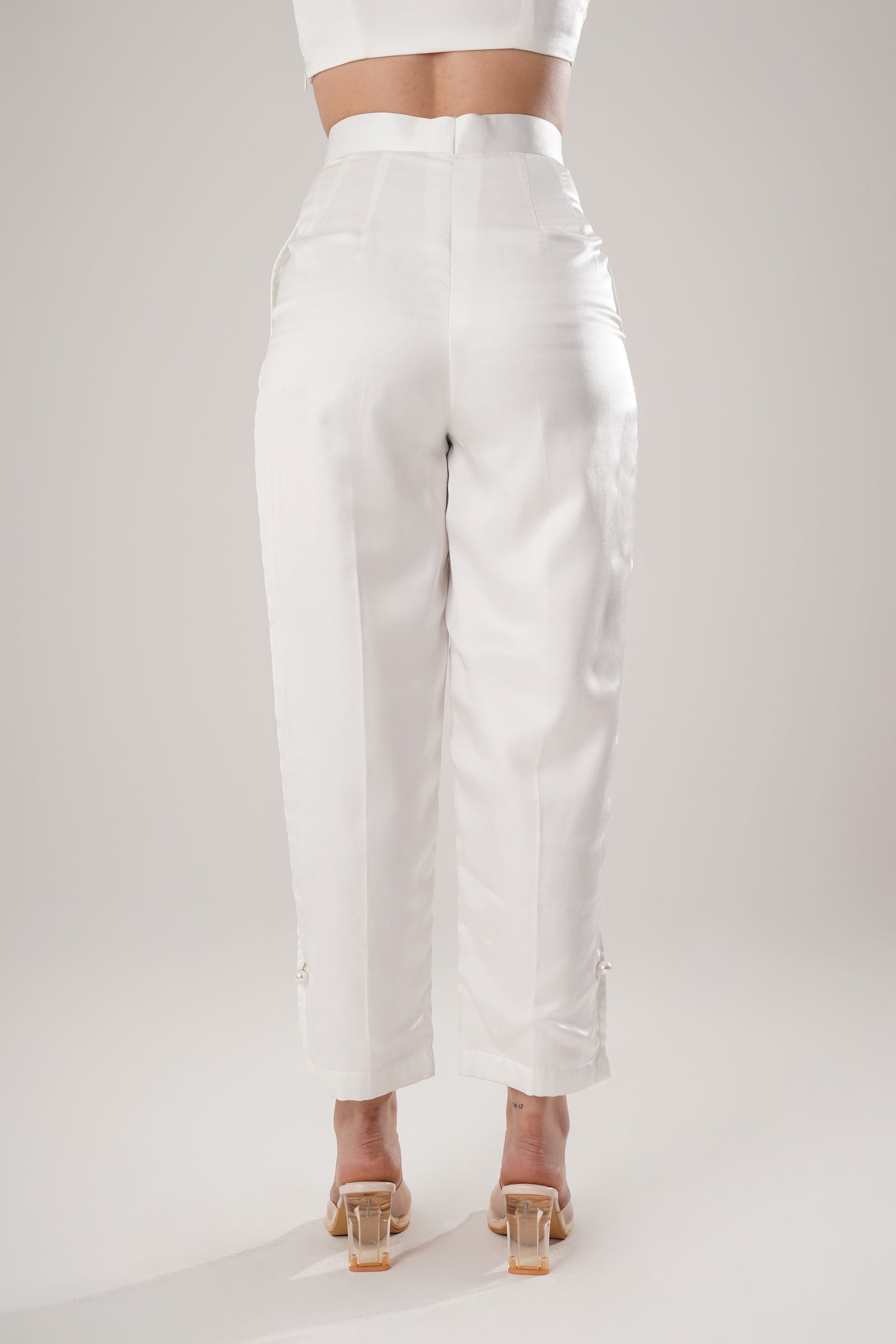 Effortlessly Chic Narrow Trousers White