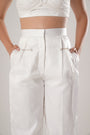 Effortlessly Chic Narrow Trousers White