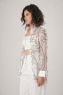 Embroidered Zip-Front White Shirt Is Crafted From Ethereal Paper Silk