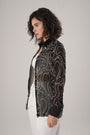 Embroidered Zip-Front Black Shirt Is Crafted From Ethereal Paper Silk
