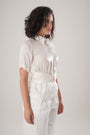 White Modal Satin Shirt Seamlessly Blends Structure With Fluidity