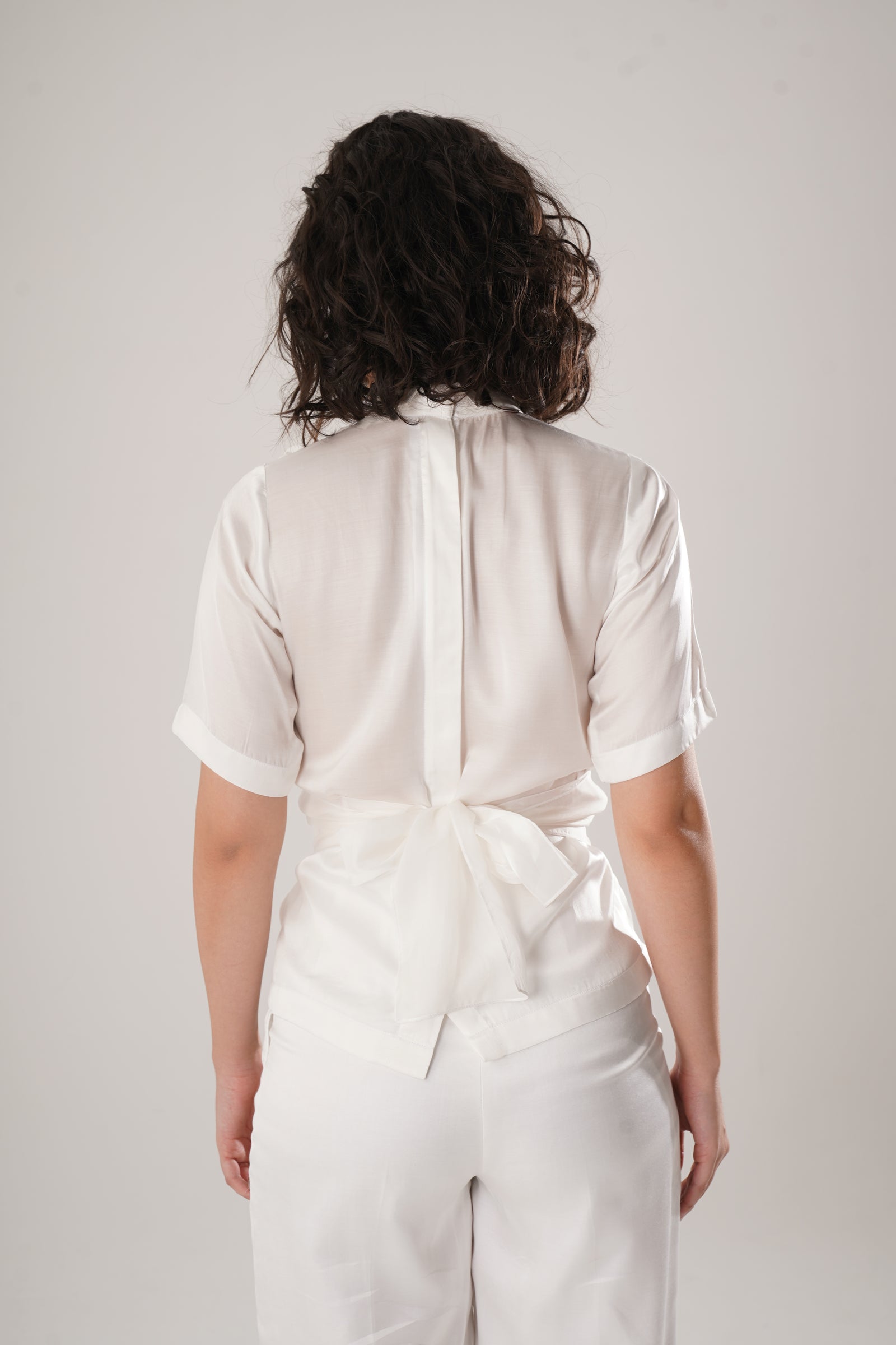 White Modal Satin Shirt Seamlessly Blends Structure With Fluidity