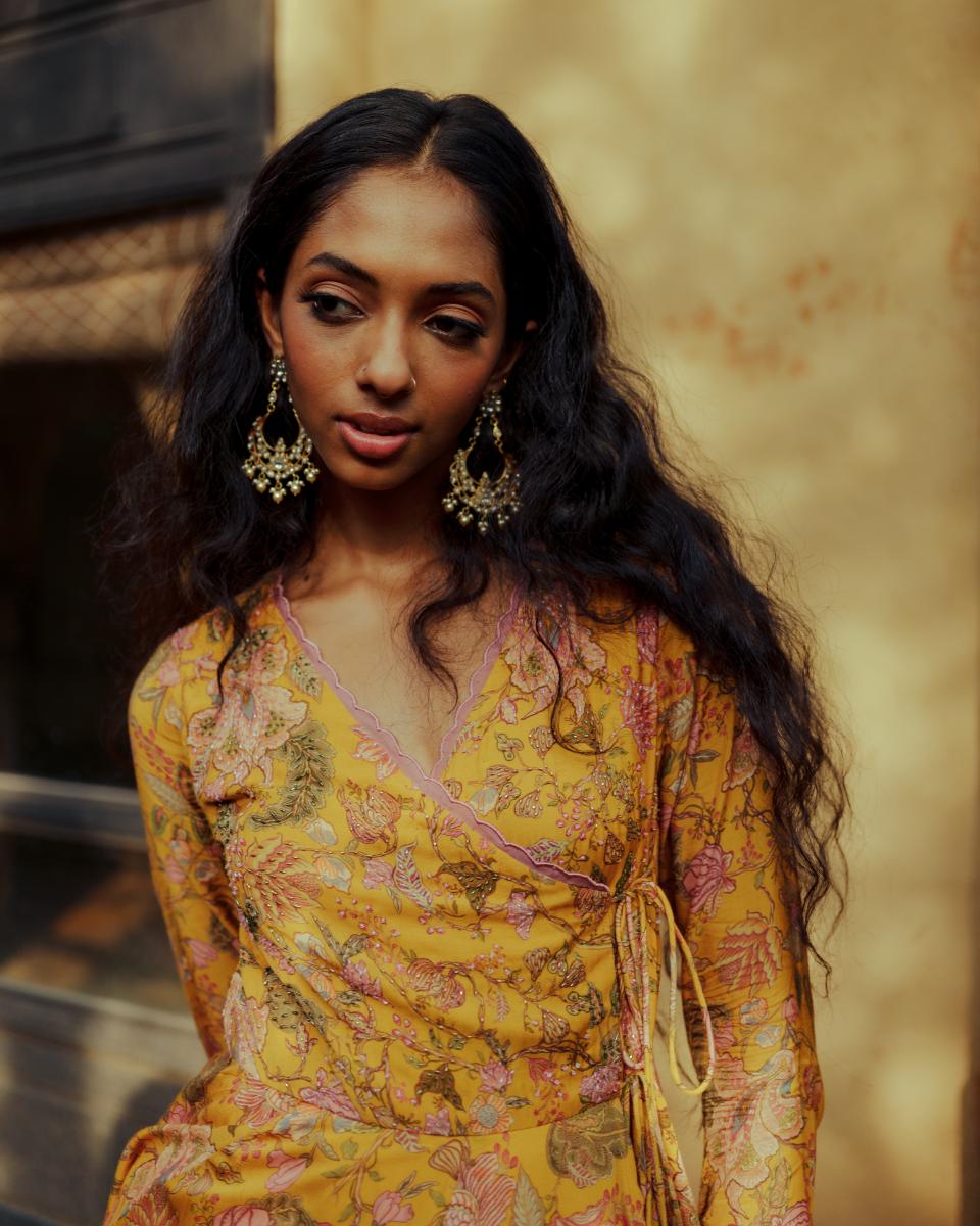 Mango Printed Anarkali Set with Pink Dupatta