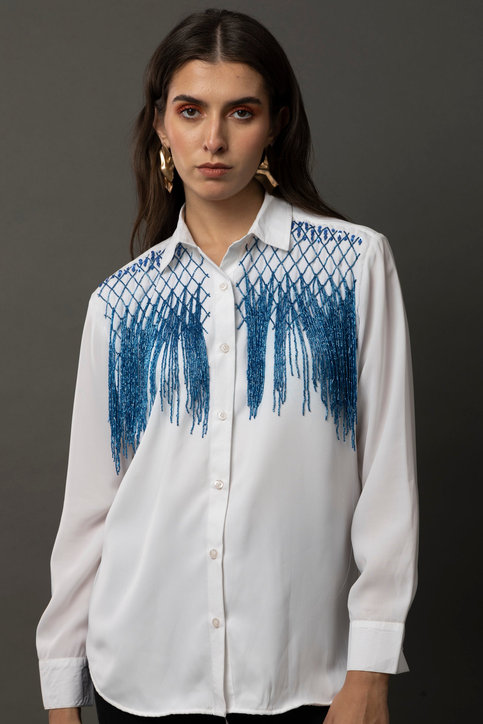 Cobalt Charm White Shirt