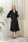 Striking Double-Breasted Midi Dress
