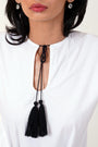 Martina Ii - Bow Clutch Top With Printed Bell Bottoms