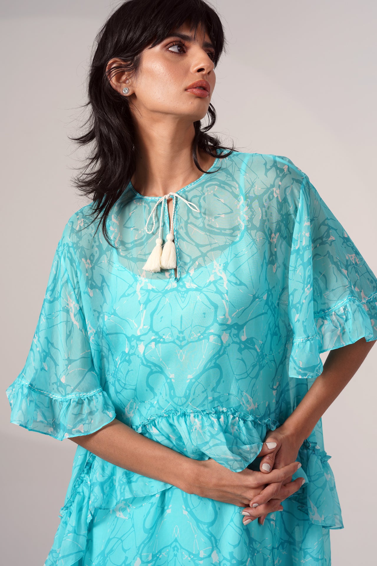 Celine - Invert Frill Dress With Slip